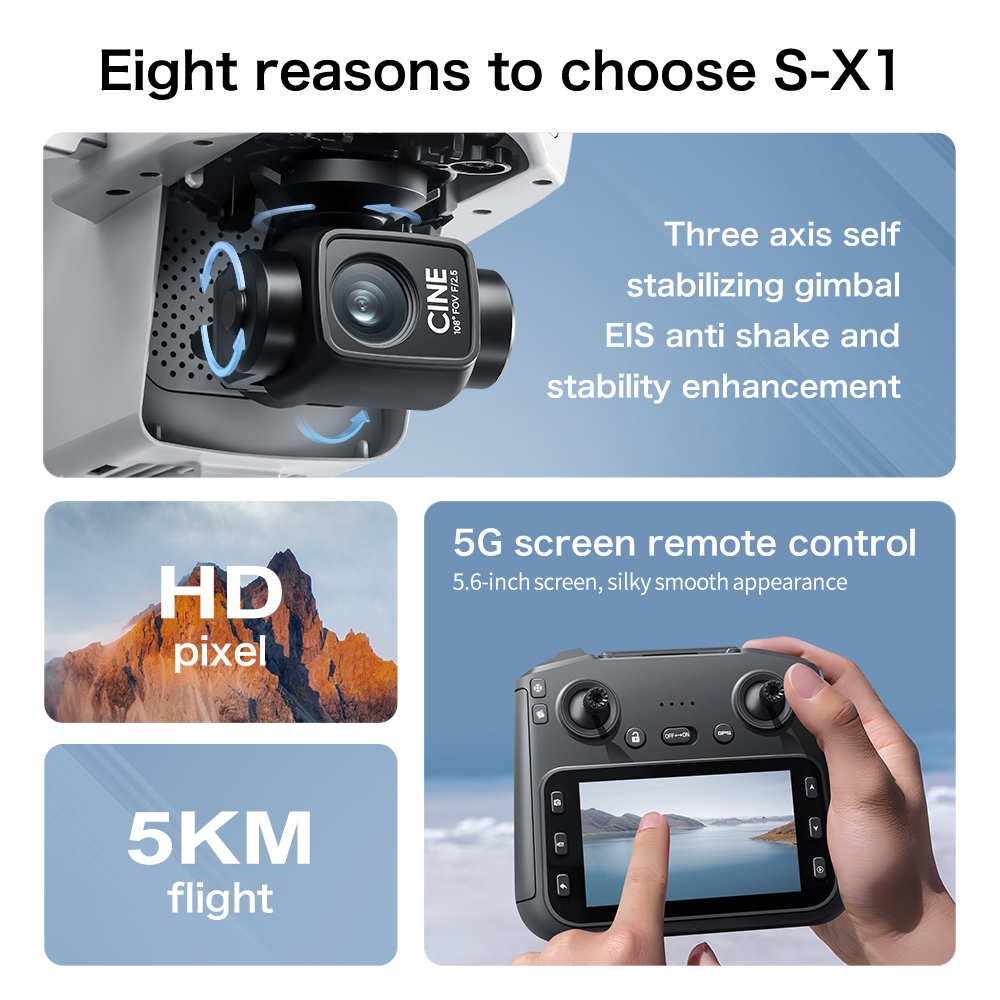 Original S-X1 GPS Foldable RC  - Drone Gimbal 3 Axis ulasan dan harga