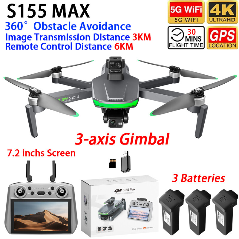S155 MAX Drone GPS WIFI 3KM FP - Drone Gimbal 3 Axis ulasan dan harga